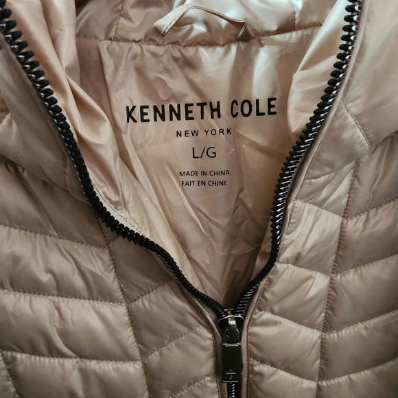 Kenneth Cole New York Hooded Chevron Quilted Puffer Coat Sz L - Picture 4 of 16